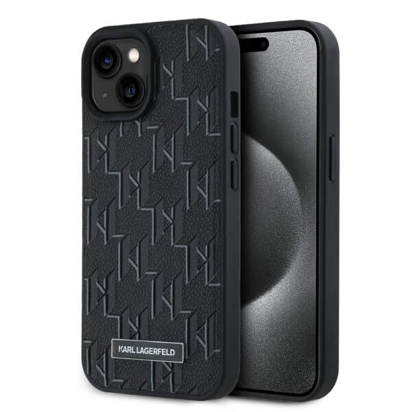 Karl Lagerfeld - Leather MagSafe (KLHMP15SPKHPORPK) - iPhone 15 - Monogram Metal Logo