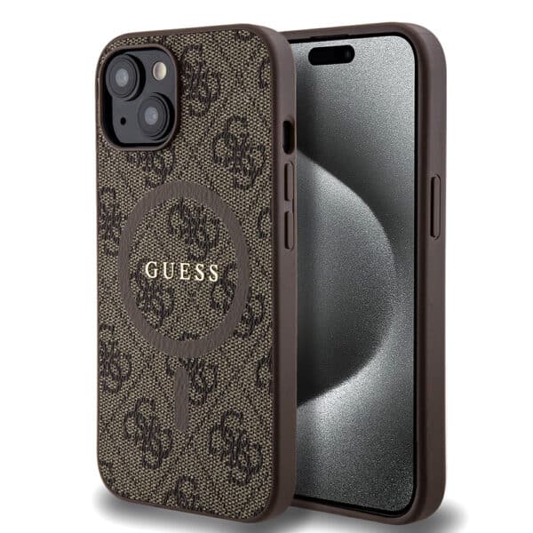 Guess - 4G Collection Leather MagSafe (GUHMP15MG4GFRW) - iPhone 15 Plus - Καφέ