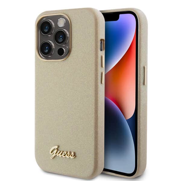 Guess - Glitter Glossy Script (GUHCP15LPGMCSD) - iPhone 15 Pro - Sparkle Μπεζ
