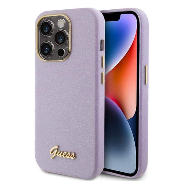 Guess - Glitter Glossy Script (GUHCP15LPGMCSL) - iPhone 15 Pro - Light Μώβ