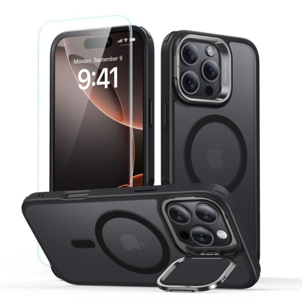 ESR - Classic Hybrid HaloLock Kickstand + Tempered Glass - iPhone 16 Pro Max - Frosted Μαύρο