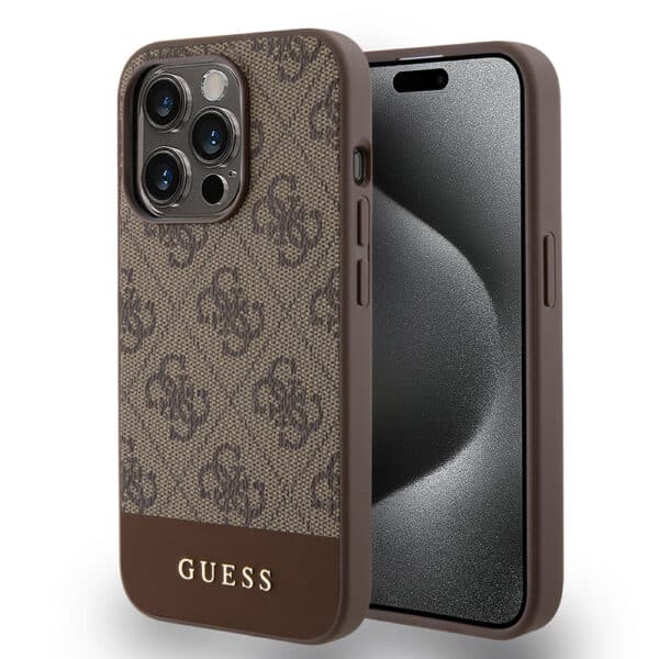 Guess - Hardcase 4G Stripe Collection (GUHCP15LG4GLBR) - iPhone 15 Pro - Καφέ