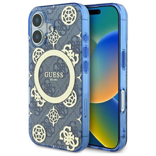 Guess - IML Peony On 4G Background MagSafe (GUHMP16SH4PYEEB) - iPhone 16 - Μπλε