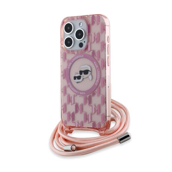 Karl Lagerfeld - IML Crossbody MagSafe (KLHMP15LHCKCKLCP) - iPhone 15 Pro - Ροζ Monogram Karl&Choupette Head