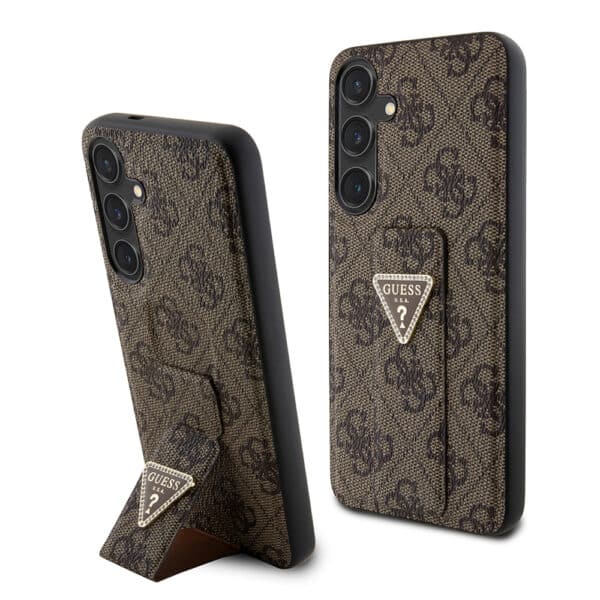 Guess - Grip Stand 4G Triangle Strass (GUHCS24SPGS4TDW) - Samsung Galaxy S24 - Καφέ