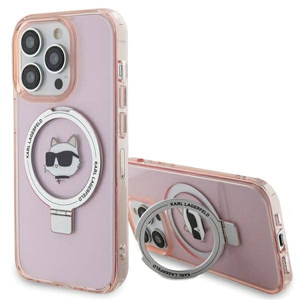 Karl Lagerfeld - Hardcase Ring Stand MagSafe (KLHMP15XHMRSCHP) - iPhone 15 Pro Max - Ροζ Choupette Head