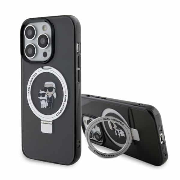 Karl Lagerfeld - Hardcase Ring Stand Magsafe (KLHMP15LHMRSKCK) - iPhone 15 Pro - Karl&Choupette