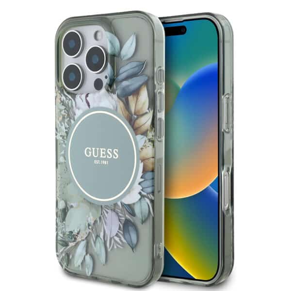 Guess - IML Flower & Tonal Circle MagSafe (GUHMP16XHFWBDCEN) - iPhone 16 Pro Max - Πράσινο