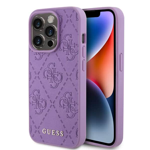 Guess - Leather 4G Stamped (GUHCP15LP4EPMU) - iPhone 15 Pro - Light Μώβ