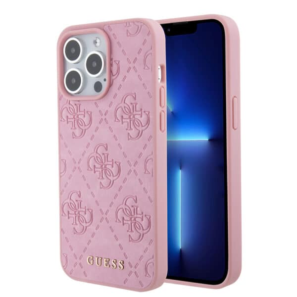 Guess - Leather 4G Stamped (GUHCP15LP4EPMP) - iPhone 15 Pro - Ροζ