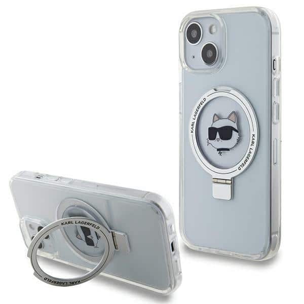 Karl Lagerfeld - Hardcase Ring Stand MagSafe (KLHMP15MHMRSCHH) - iPhone 15 Plus - Λευκό Choupette Head