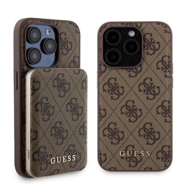 Guess - Hardcase Powerbank MagSafe (GUBPM5P15L4GEMGW) - iPhone 15 Pro - Καφέ
