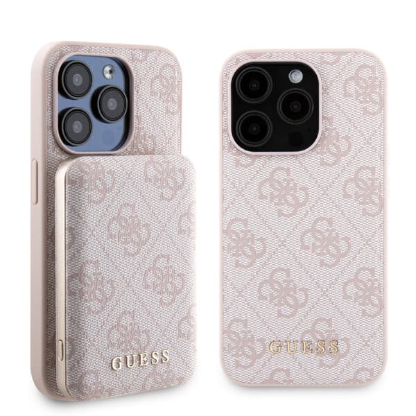 Guess - Hardcase Powerbank MagSafe (GUBPM5P15L4GEMGP) - iPhone 15 Pro - Ροζ