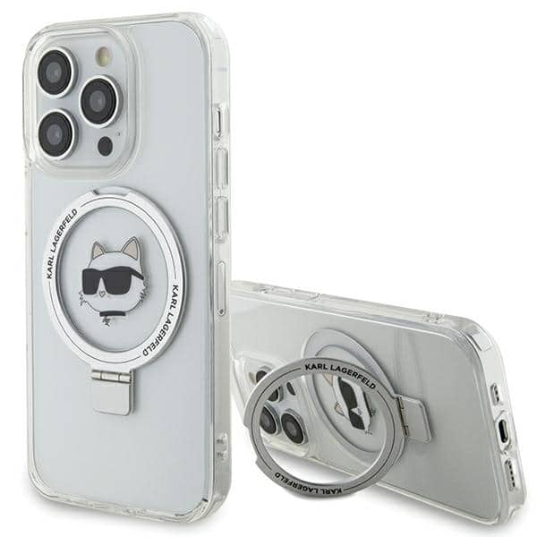 Karl Lagerfeld - Hardcase Ring Stand MagSafe (KLHMP15LHMRSCHH) - iPhone 15 Pro - Λευκό Choupette Head