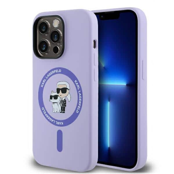 Karl Lagerfeld - Silicone Ring MagSafe (KLHMP14XSCMKCRHU) - iPhone 14 Pro Max - Μώβ Karl&Choupette Heads