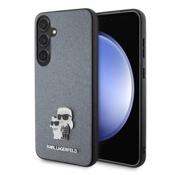 Karl Lagerfeld - Saffiano (KLHCS24MPSAKCMPG) - Samsung Galaxy S24 Plus - Γκρί Karl&Choupette Metal Pin