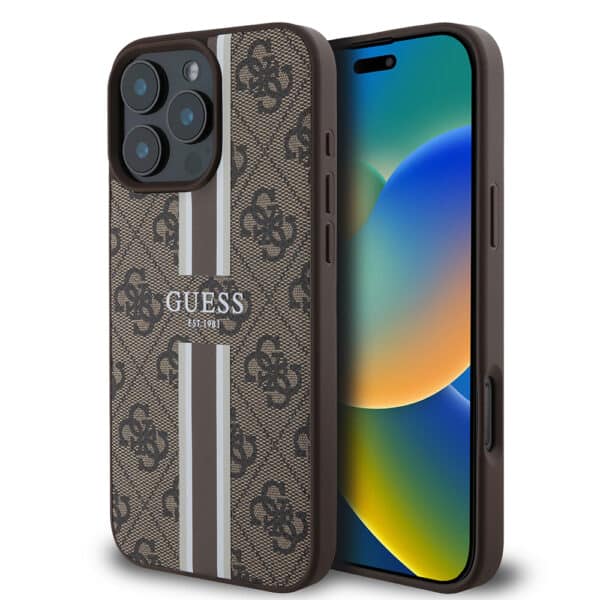 Guess - Hardcase 4G Printed Stripes MagSafe (GUHMP16LP4RPSW) - iPhone 16 Pro - Καφέ