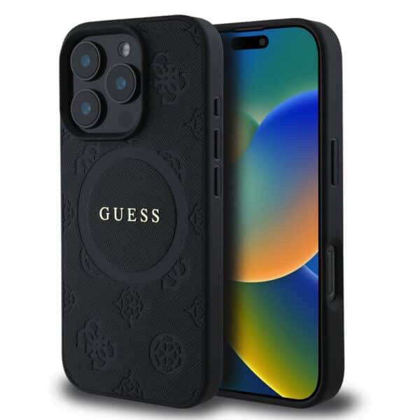 Guess - Saffiano Peony Classic Logo MagSafe (GUHMP16LPSAPSMEK) - iPhone 16 Pro - Μαύρο