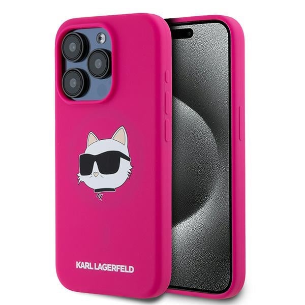 Karl Lagerfeld - Silicone MagSafe (KLHMP15XSCHPPLF) - iPhone 15 Pro Max - Fuchsia Choupette Head
