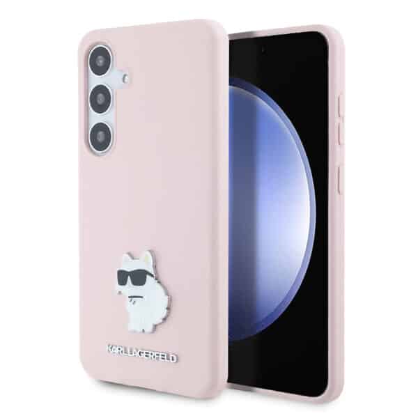 Karl Lagerfeld - Silicone (KLHCS24MSMHCNPP) - Samsung Galaxy S24 Plus - Ροζ Choupette Metal Pin