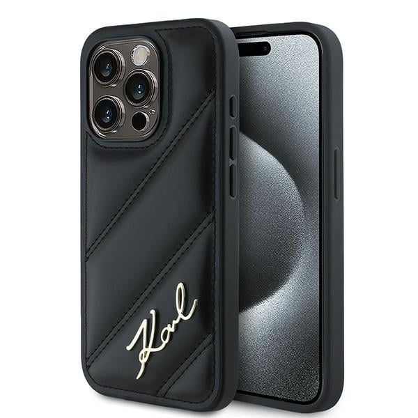Karl Lagerfeld - Diagonal Quilted Script (KLHCP14LPQDSMGK) - iPhone 14 Pro - Μαύρο