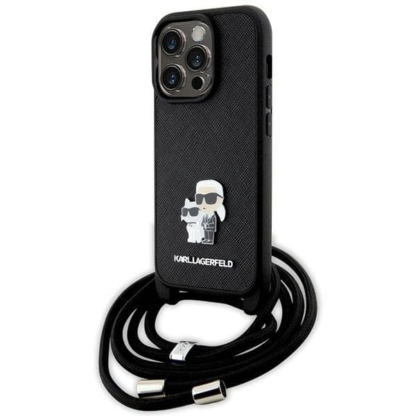 Karl Lagerfeld - Saffiano Crossbody (KLHCP14LSAKCPSK) - iPhone 14 Pro - Metal Pin Karl&Choupette