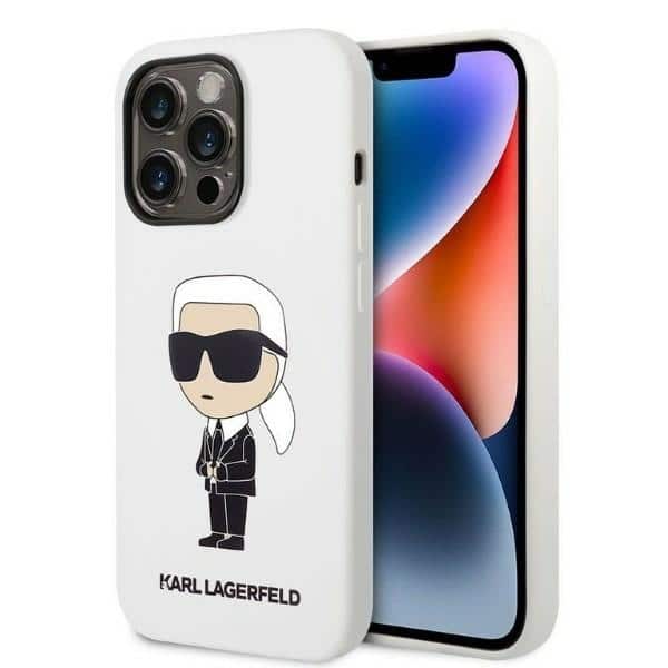Karl Lagerfeld - Silicone (KLHCP14LSNIKBCH) - iPhone 14 Pro - Λευκό Ikonik