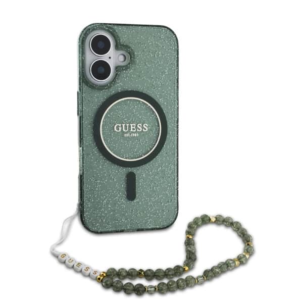 Guess - IML Glitter with Pearl Strap MagSafe (GUHMP16MHGCRELSA) - iPhone 16 Plus - Πράσινο