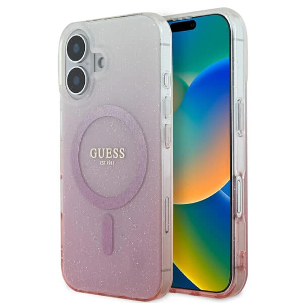 Guess - IML Glitter Gradient MagSafe (GUHMP16MHGRCELP) - iPhone 16 Plus - Ροζ