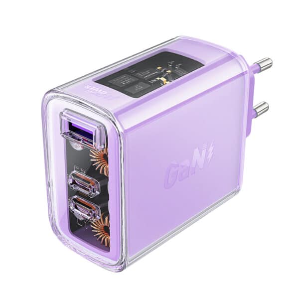 Acefast - Φορτιστής Exploration Series (A45) - 2 x USB-C, USB, GaN, PD65W, Fast Charging - Μώβ