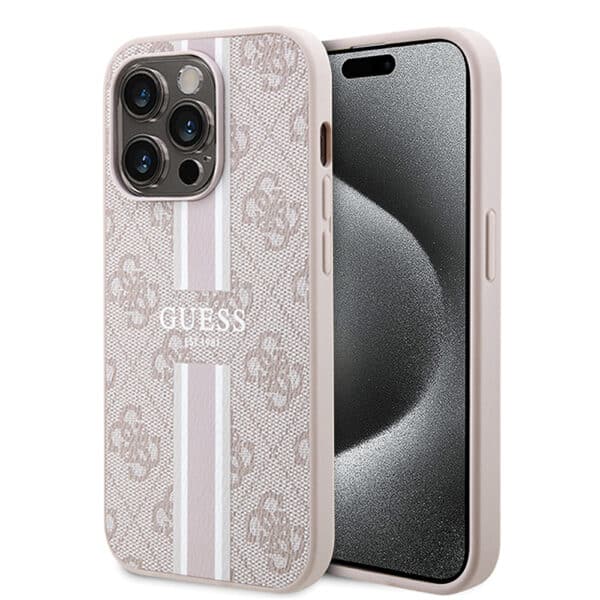 Guess - Hardcase 4G Printed Stripes MagSafe (GUHMP15XP4RPSP) - iPhone 15 Pro Max - Ροζ
