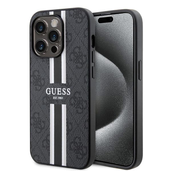 Guess - Hardcase 4G Printed Stripes MagSafe (GUHMP15XP4RPSK) - iPhone 15 Pro Max - Μαύρο