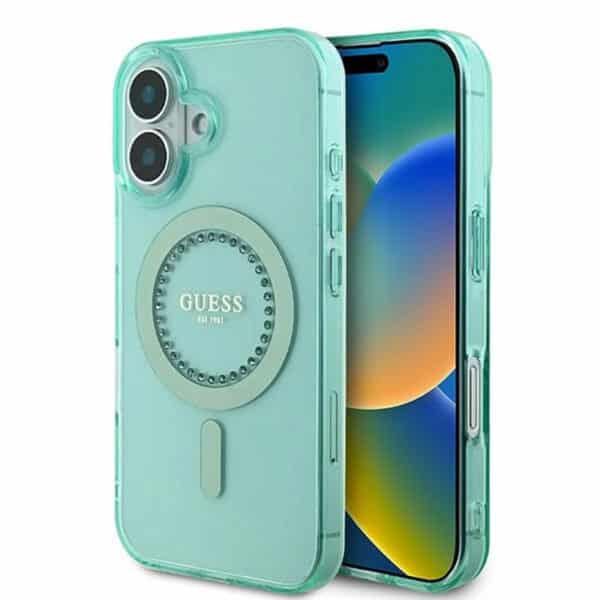 Guess - IML Rhinestones MagSafe (GUHMP16SPFTDTEN) - iPhone 16 - Πράσινο