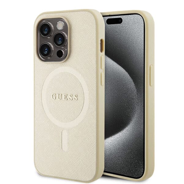 Guess - Saffiano MagSafe (GUHMP15LPSAHMCB) - iPhone 15 Pro - Χρυσό