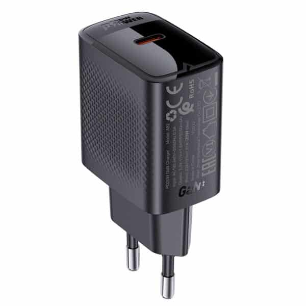 Acefast - Φορτιστής (A82) - Type-C, GaN Technology, PD20W, Supports Fast Charging - Μαύρο