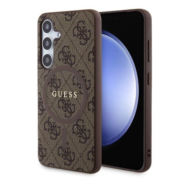 Guess - 4G Collection Leather MagSafe (GUHMS24MG4GFRW) - Samsung Galaxy S24 Plus - Καφέ