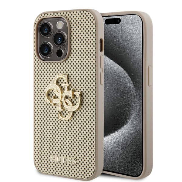 Guess - Leather Perforated 4G (GUHCP15XPSP4LGD) - iPhone 15 Pro Max - Χρυσό