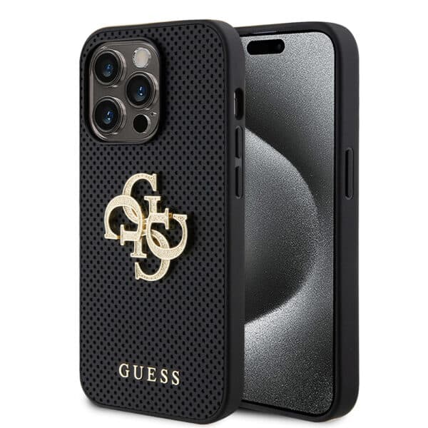 Guess - Leather Perforated 4G (GUHCP15LPSP4LGK) - iPhone 15 Pro - Μαύρο