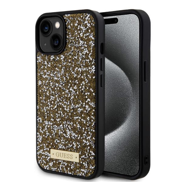 Guess - Rhinestone Metal Logo (GUHCP15SPFGSBSD) - iPhone 15 - Κίτρινο