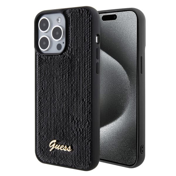 Guess - Sequin Script Metal (GUHCP15XPSFDGSK) - iPhone 15 Pro Max - Μαύρο