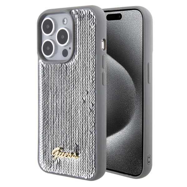 Guess - Sequin Script Metal (GUHCP15XPSFDGSS) - iPhone 15 Pro Max - Ασημί