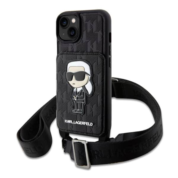Karl Lagerfeld - Saffiano Crossbody (KLHCP14SCSAKHPKK) - iPhone 14 - Monogram Ikonik