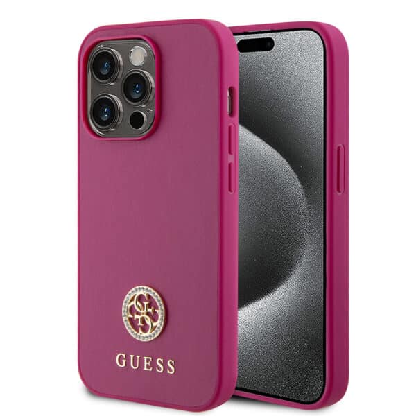 Guess - Strass Metal Logo (GUHCP15LPS4DGPP) - iPhone 15 Pro - Ροζ
