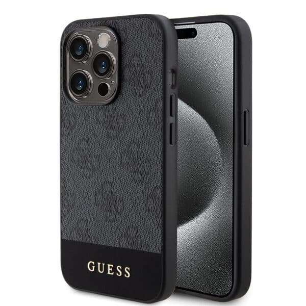 Guess - Hardcase 4G Stripe Collection (GUHCP15XG4GLGR) - iPhone 15 Pro Max - Γκρί