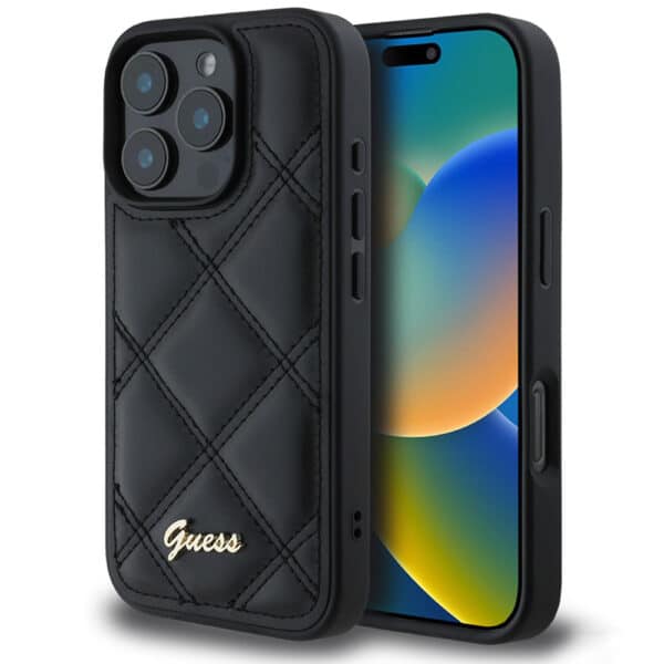 Guess - Quilted Metal Logo (GUHCP16LPSQSQSK) - iPhone 16 Pro - Μαύρο