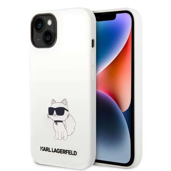 Karl Lagerfeld - Silicone (KLHCP14MSNCHBCH) - iPhone 14 Plus - Λευκό Choupette