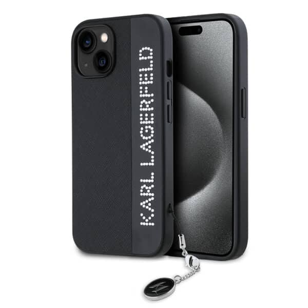 Karl Lagerfeld - Saffiano Rhinestones&Charm (KLHCP15SPSAKDGCK) - iPhone 15 - Μαύρο