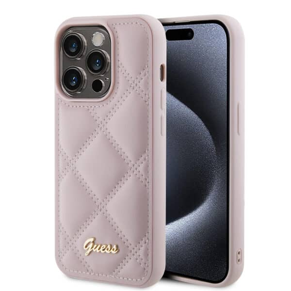 Guess - Quilted Metal Logo (GUHCP15XPSQSQSP) - iPhone 15 Pro Max - Ροζ