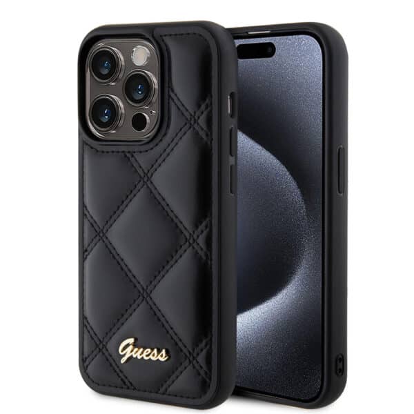 Guess - Quilted Metal Logo (GUHCP15LPSQSQSK) - iPhone 15 Pro - Μαύρο