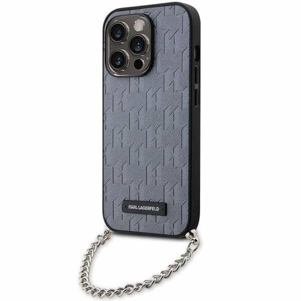 Karl Lagerfeld - Saffiano Monogram Chain (KLHCP14XSACKLHPG) - iPhone 14 Pro Max - Ασημί
